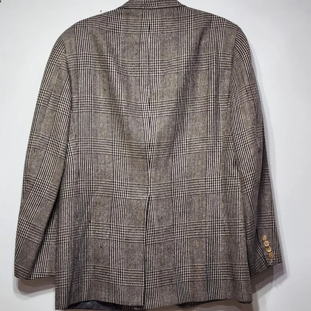 Vintage Alexander Julian Sport Coat Mens 40 Brown Plaid Tweed Hand Tailored USA